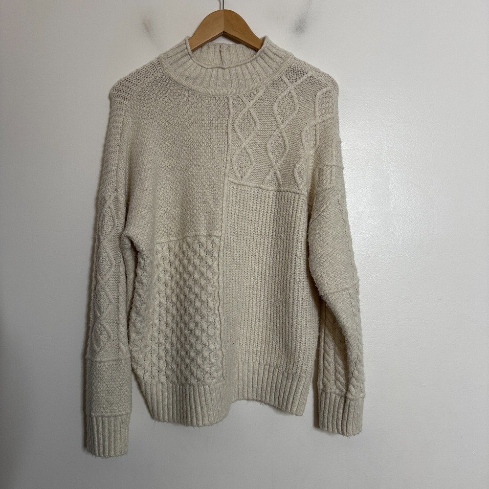 American Eagle Roll Neck Sweater Women's Medium Ivory Knit
